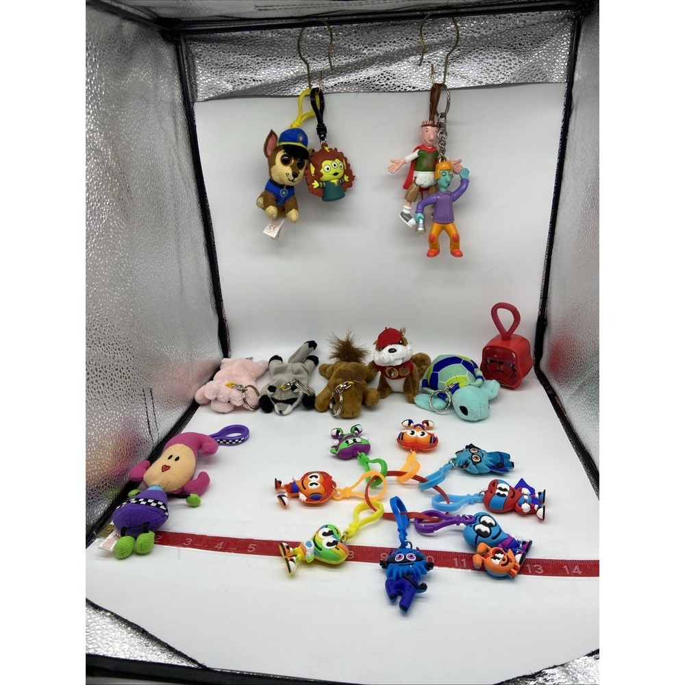 Mixed Character Keychain Lot Paw Patrol Disney Doug Buc-ees Plush Rubber Clips